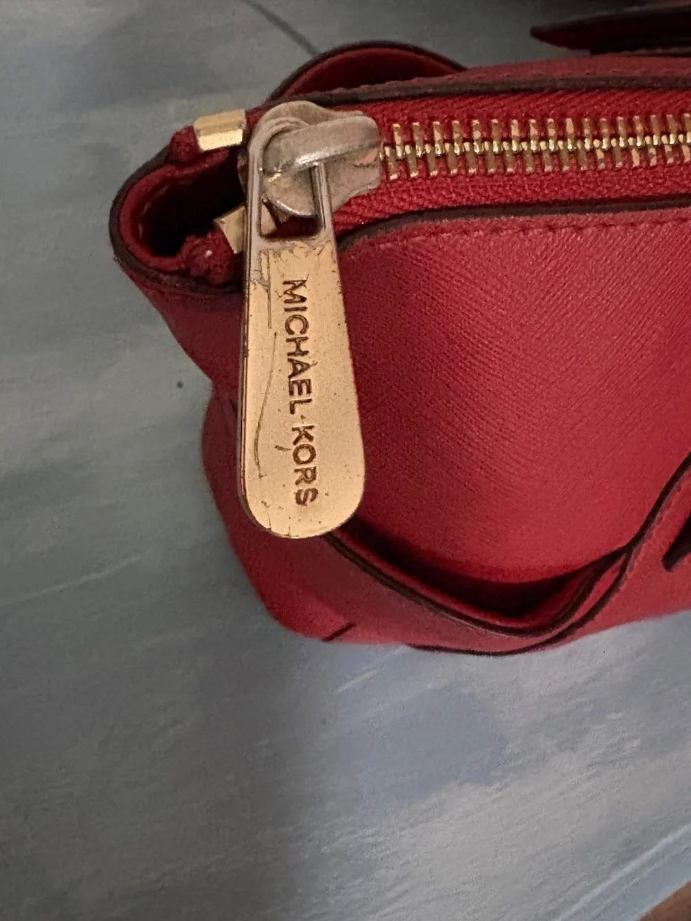Michael Kors Charlotte Saffiano Leather Top Zip Tote Red NWOT